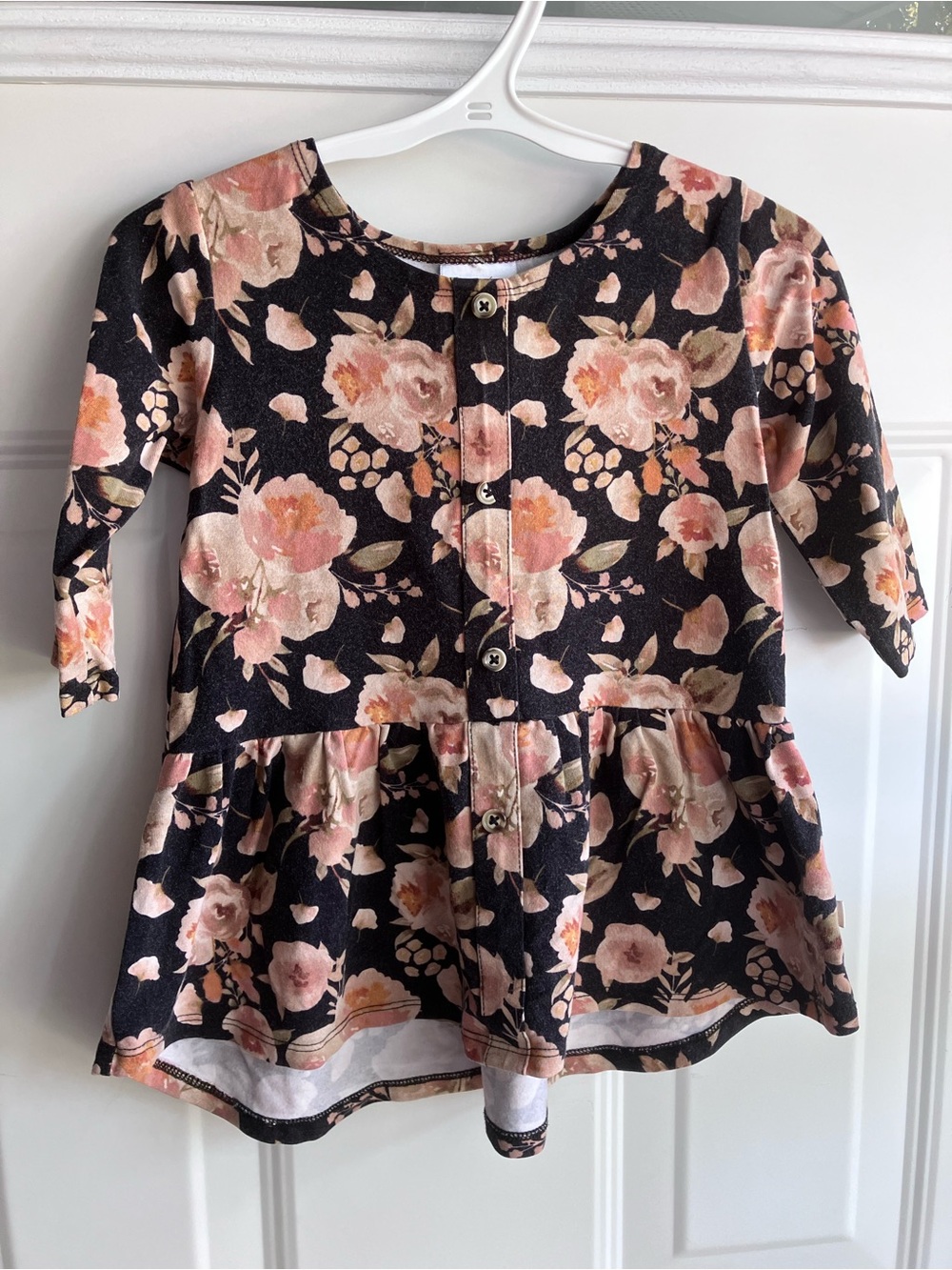 Jax & Lennon moody floral button down peplum shirt 2T 3T